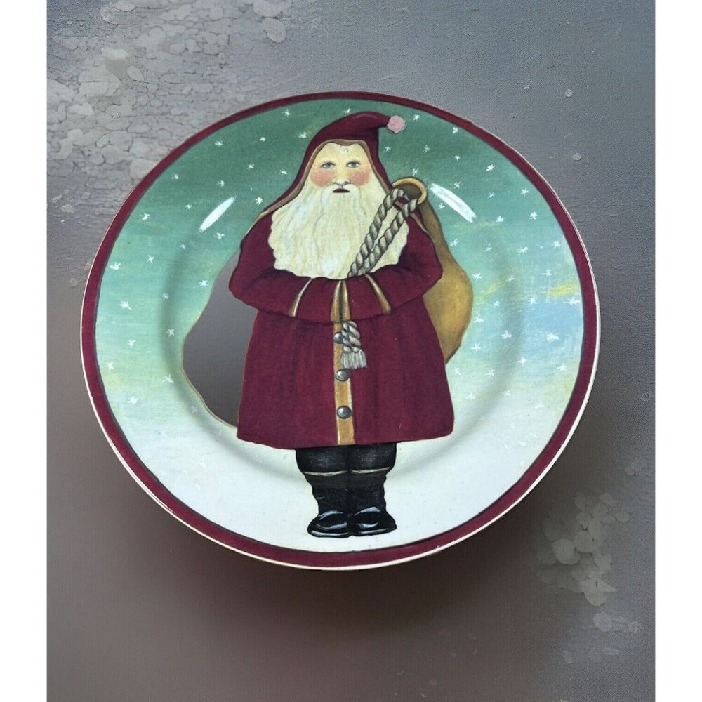 Father Christmas Santa Claus 8” Salad/Dessert Plate By Gear/Block Vintage